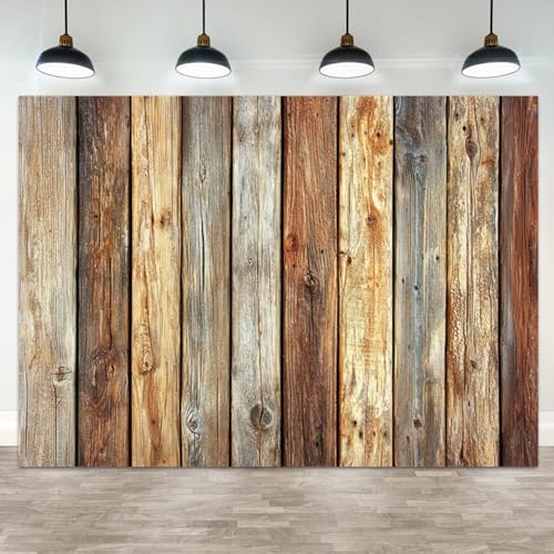 ASDCXZ 7x5ft Rustic Wood Panel Backdrop Vintage Wooden Photography Background Natural Aged Planks Banner Decoration Wedding Party Portrait Photo Booth Prop