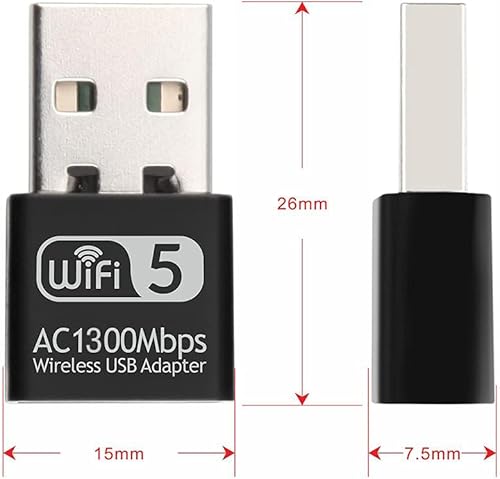 Miniatura 4 de Adaptador WiFi USB para PC, AC1300M USB WiFi Dongle 802.11ac Adaptador de red inalámbrica con doble banda 2.4GHz5Ghz para computadora portátil de