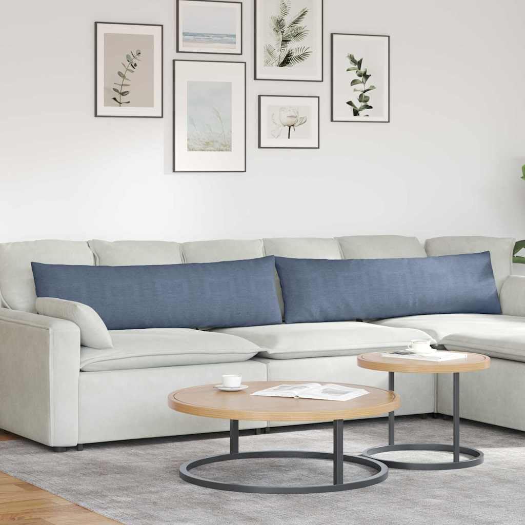 Coussin en velours côtelé bleu 145x40 cm lavable pour soulager le dos