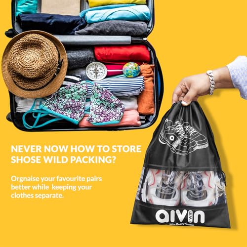 Image of Aivin Embrace Shoe Bag for Travel & Storage Travel Organizer for Women & Men Travel Accessories Shoe Organizer Pouches Travel Shoe Cover for Travelling Travel Essentials - Pack of 6 Shoe Pouch