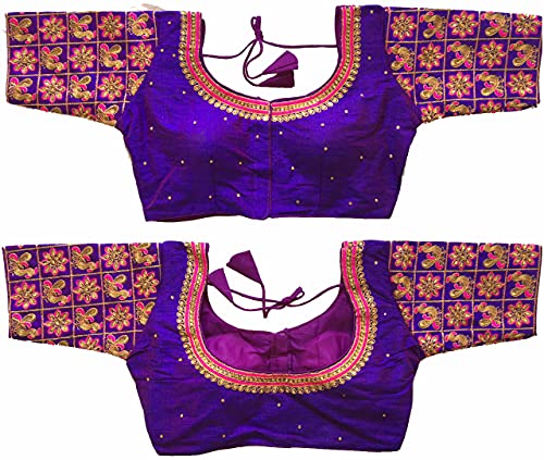 D'VINS FASHION Frauen Designer schwere Stickerei Stone Work Ready to Wear Seidenbluse halbe Ärmel genäht Bluse Cover