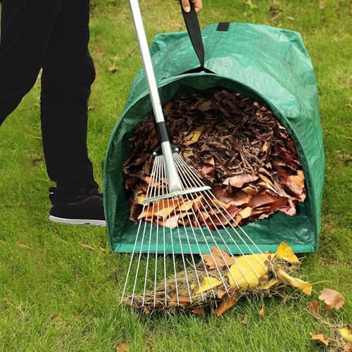 Heavy Duty Reusable Collapsible Garden Leaf Bags - 2 Pack Dustpan Yard Waste Bags for Leaves, Lawn Debris & Grass Clippings - Stand-Up Waste Bin Solution