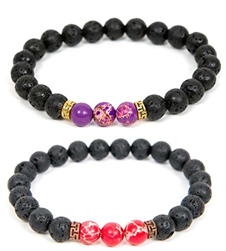 Set of 2 Chakra Lava rock bracelets- 2 for the price of 1 (Black)