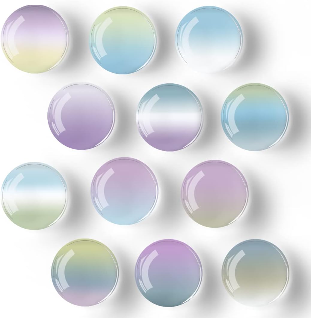 Bamsod 12 PCS Glass Strong Refrigerator Magnets, Ocean Pattern Series Whiteboard Magnets for Office Cabinets Round Fridge Stickers Home Kitchen Decor
