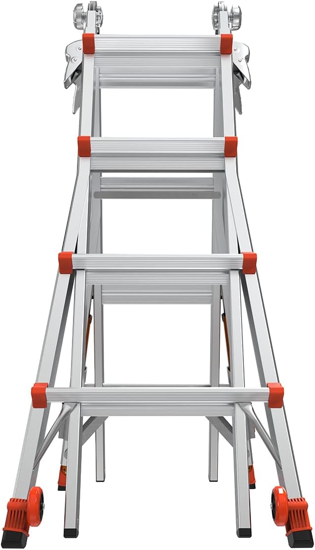 Revolution 2.0, Model 17 - ANSI Type IA - 300 lb Rated, Aluminum Articulated Extendable Ladder with TIP & Glide Wheels and Ratchet Levelers