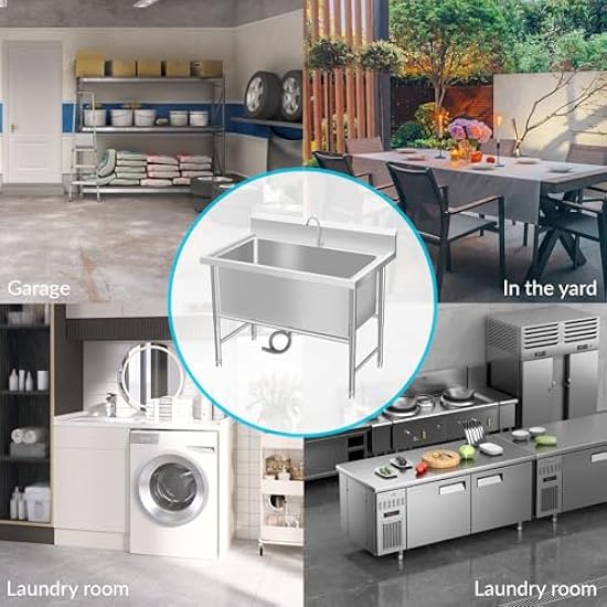 Lavello Indipendente Acciaio Inox 304 | 100x50x80 Cm | Con Rubinetto, Scolapiatti E Ripiani - Foto 9