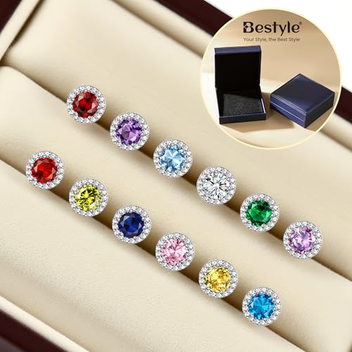Boucles d'oreilles argent 925 avec pierre de naissance zircon, cadeau idéal - 6