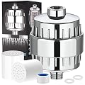 G.TWONG 20 Stage Shower Filter with 2 Cartridges,Ultimate Shower Head Filter for Hard Water,Cleaner, Filtered Water for Refreshing Showers (Silver)
