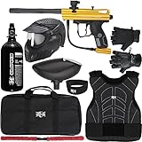 Action Village Kingman Spyder Victor Protector Paintball Gun Package Kit Protector 2 (Gloss Gold, Glove Size - Large/X-Large)
