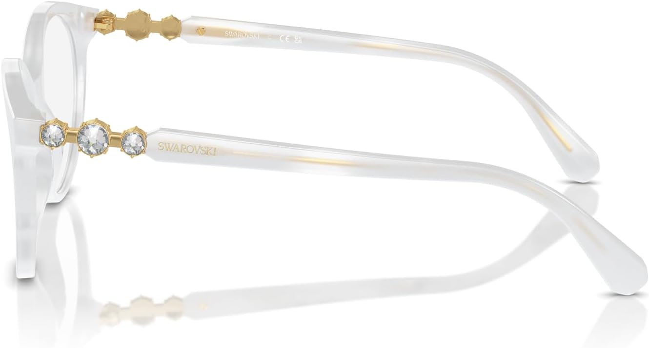 Swarovski Women's Sk2019 Round Prescription Eyewear Frames Opal White/Demo Lens 52 Millimeters image 3 of 5 B0CTS1CSLQ