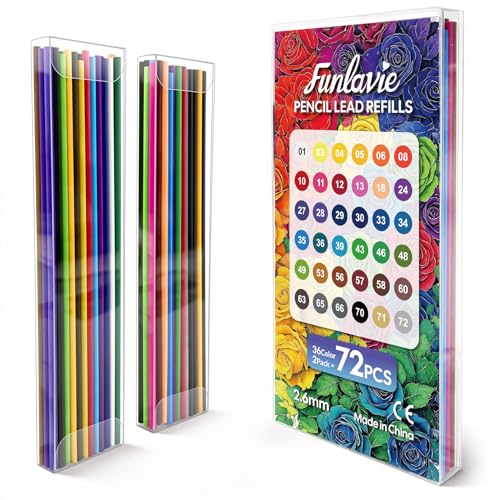 Image of FUNLAVIE 2.6 mm Colouring Mechanical Pencil Lead Refills,36 Colours,2 Pack