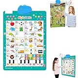 Electronic Alphabet Wall Chart,Kids Interactive Educational Wall Chart Talking Toy,Kids Learning Poster for Toddler Age 3 4 5+,Interactive Educational Toddler Toy, Xmas Birthday Gifts (Letters)
