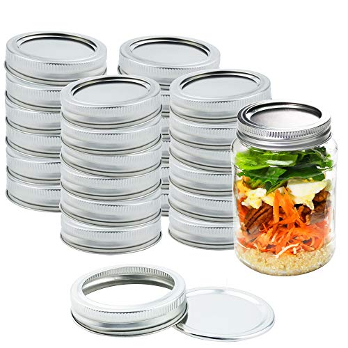 Kinghouse Mason Jar Canning Lids Regular Mouth Lids Split-Type Reusable for Jam Honey Wedding Favors Baby Foods 24 Sets per Box Silver