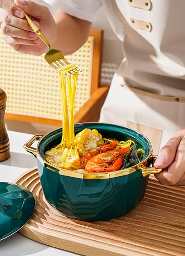 CVQWRJH Ceramic soup tureen with lid,Bone China Soup Tureen with lid,Porcelain Soup Tureen Ceramic Tureen with Lid for Restaurant Home Kitchen Decoration, Microwave and Dishwasher Safe,1800ml