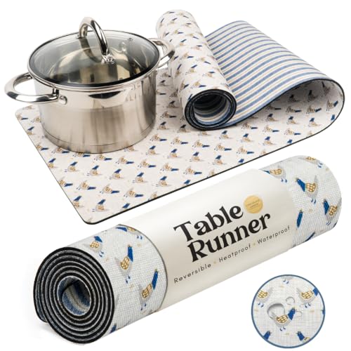 Chocolate Lemon: Trivet Table Runner - Heat Resistant 350F, Waterproof, Reversible for Hot Dishes, Plates & Pots (French Farmhouse, 48 inch)
