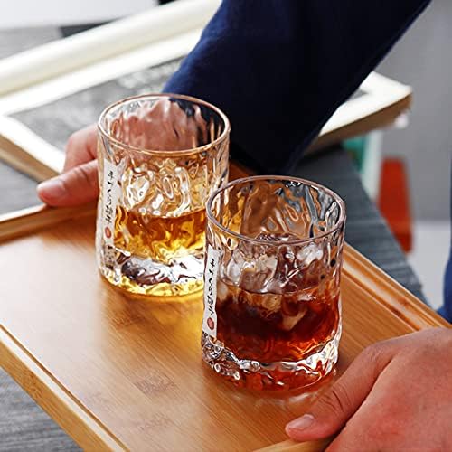 FakeFace Japanese Style Whisky Tasting Glass Engraved Cup Brandy Whiskey Cocktail Beer Glass for Dad Boyfriend Husband Wine Drinking Glasses Birthday, (Glacier Pattern)