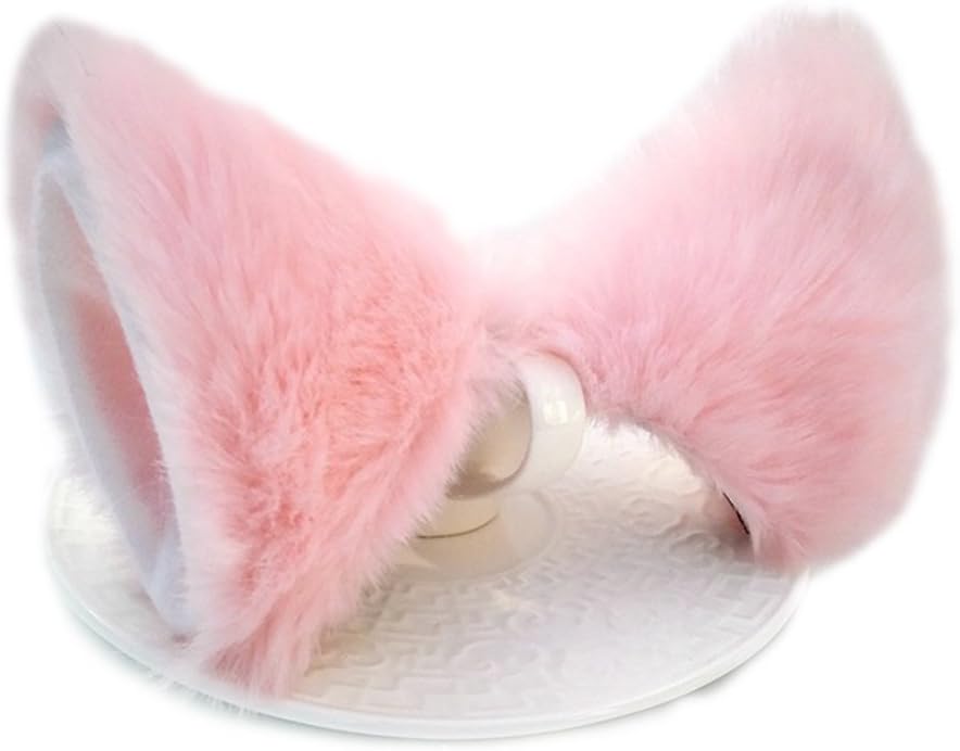 ONECHANCE Cat Fox Fur Ears Hair Clip Headwear Anime Cosplay Halloween Costume Color Pink Size One Size