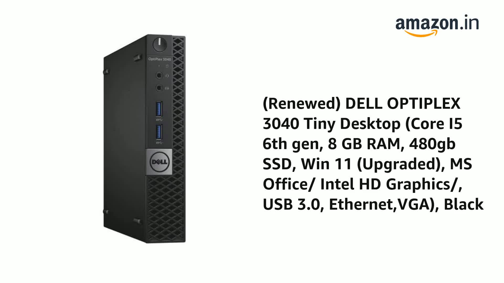 Refurbished) DELL OPTIPLEX 3040 Tiny Desktop (Intel Core i5 6th