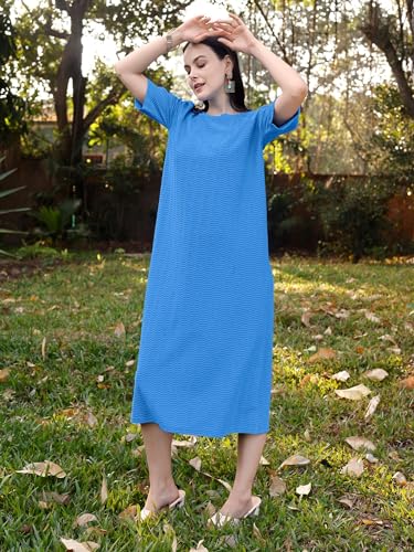 Image of PURVAJA Women's Polyester Blend A-Line Below The Knee Dress