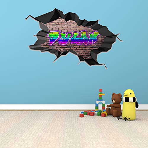 Mysticky Custom Name Wall Decal 3D Graffiti | Personalized Art Vinyl Decor Sticker | Removable | Peel And Stick | Deep Black Border (Myspgn36-Small) #TOP2