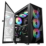 SAMA 3509 ATX Mid Tower Computer Case Steel Mesh Front Tempered Glass with Open Door 4 ARGB Fans Pre-Install USB3.0X2 360mm AIO Support at Front Black