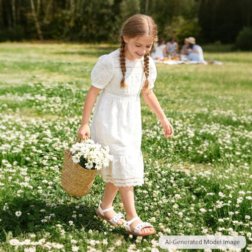 Image of Felix & Flora Toddler Girl Sandals - Little Girl Easter Dress Shoes Lightweight Open Toe Beach Holiday Flats