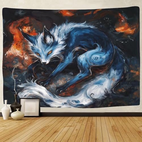 Couverture murale imprimee renard 3D pour habiller un mur vide de salon