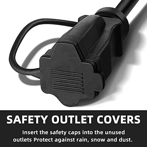 Honderson 3 Direction Outdoor Extension Cord 1 To 3 Splitter,3 Prong Outlets Plugs,Max 30Ft End To End(50Ft Total),16/3 Sjtw Weatherproof Wire For Holiday Decoration Light,Ul Listed #TOP3