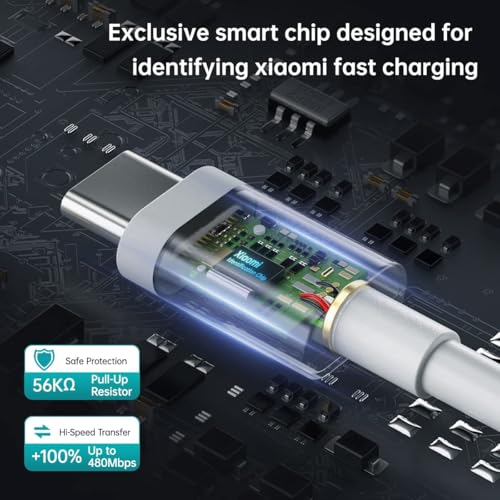 Image of Hypercharge Type C 100 cm Cable|Supports 120W, 67W Fast Charging|6Amp Speed|Compatible with MI /REDMI /XIAOMI /Poco & All Others Type-C Models (6 Month Warranty)