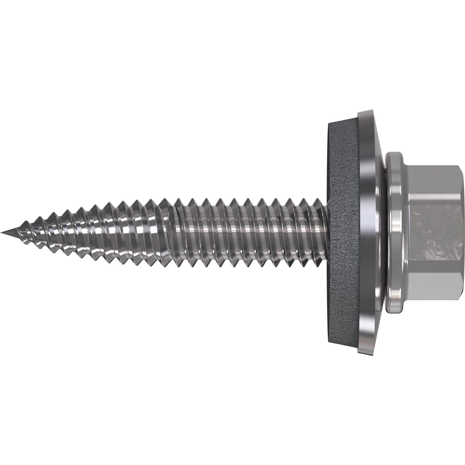 Refabo RP-T2 Plus Thin Sheet Metal Screws 6.0 x 25 mm with Hexagonal Head and E16 Seal, Bi-Metal A2, Galvanised Steel, Pack of 100