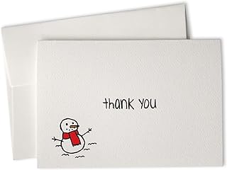 Happy Snowman Winter Thank You Cards - 24 Greeting Cards with Envelopes