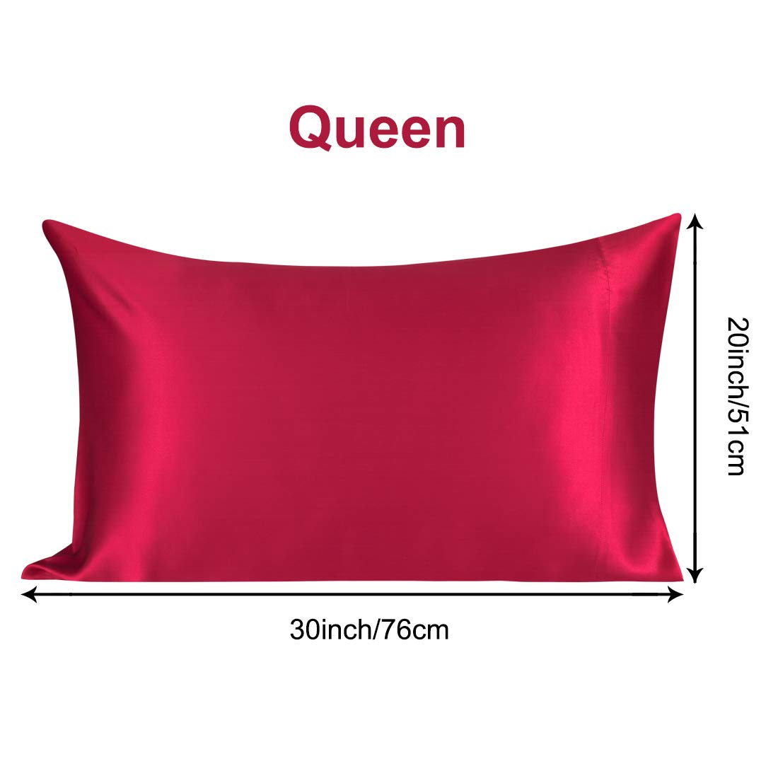 PiccoCasa Funda de almohada de seda para cabello y piel, a ambos lados, 100% seda, fundas de almohada suaves, transpirables, sedosas, fundas de almohada para mujer, color burdeos (50,8 x 76,2 cm)