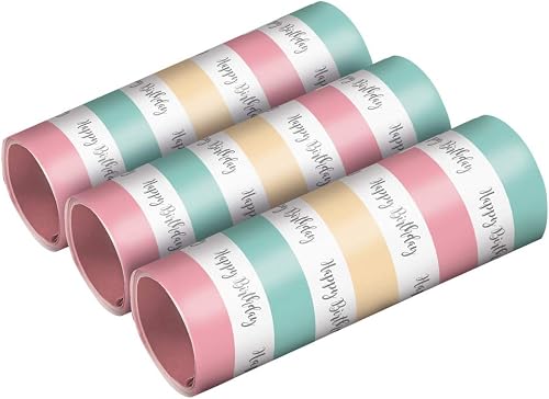 Amscan - Luftschlangen Happy Birthday, 3 Packungen, pastellfarben, Partydeko, Ge
