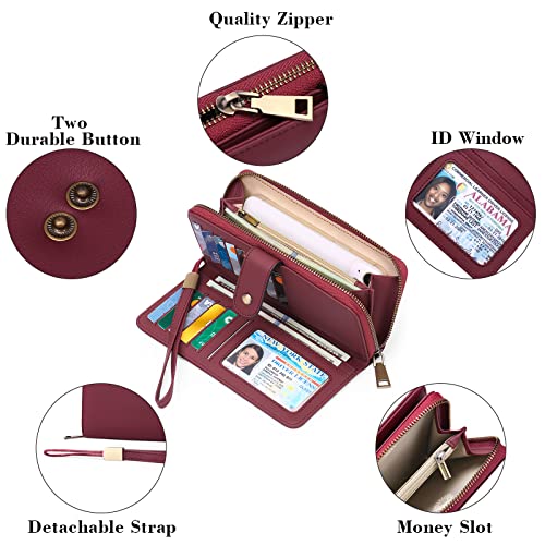 Image of GAEKEAO RFID Leather Wristlet Wallet for Women with Grip Strap