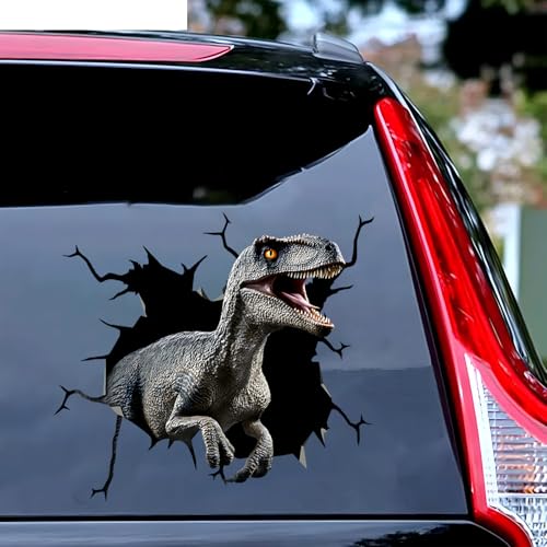 Velociraptor Dinosaur Stickers, Raptor Decal - 3D Realistic Dino Stickers, Vinyl Dinosaur Wall Decals Bumper Sticker for Car Truck Window Walls Party Favors HN66