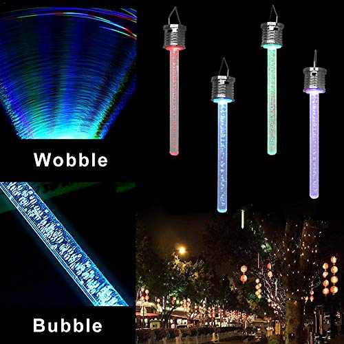 Lizhoumil 4 Pieces Solar Hanging Light,Acrylic Bubble Tube Light With Handle,Rgb 7 Color Changing Garden Lights For Christmas Tree Party Yard Garden Patio Courtyard Fences Pathway Walkway Decoration #TOP2