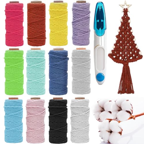 RANJIMA Makramee Garn 2mmx30m, Makramee Set mit Schere,...