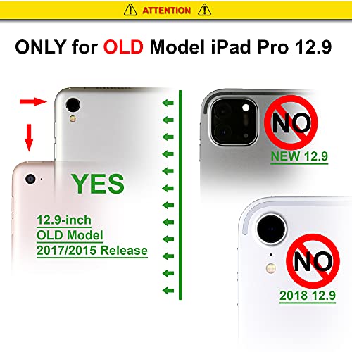 Thankscase Only For Ipad Pro 12.9 2017/2015 Old Model, Rotating Case Cover, Swivel Case Pencil Hold Ring, Wallet Pocket (Not Fit New 12.9 All Screen Model)-Rose Gold #TOP1