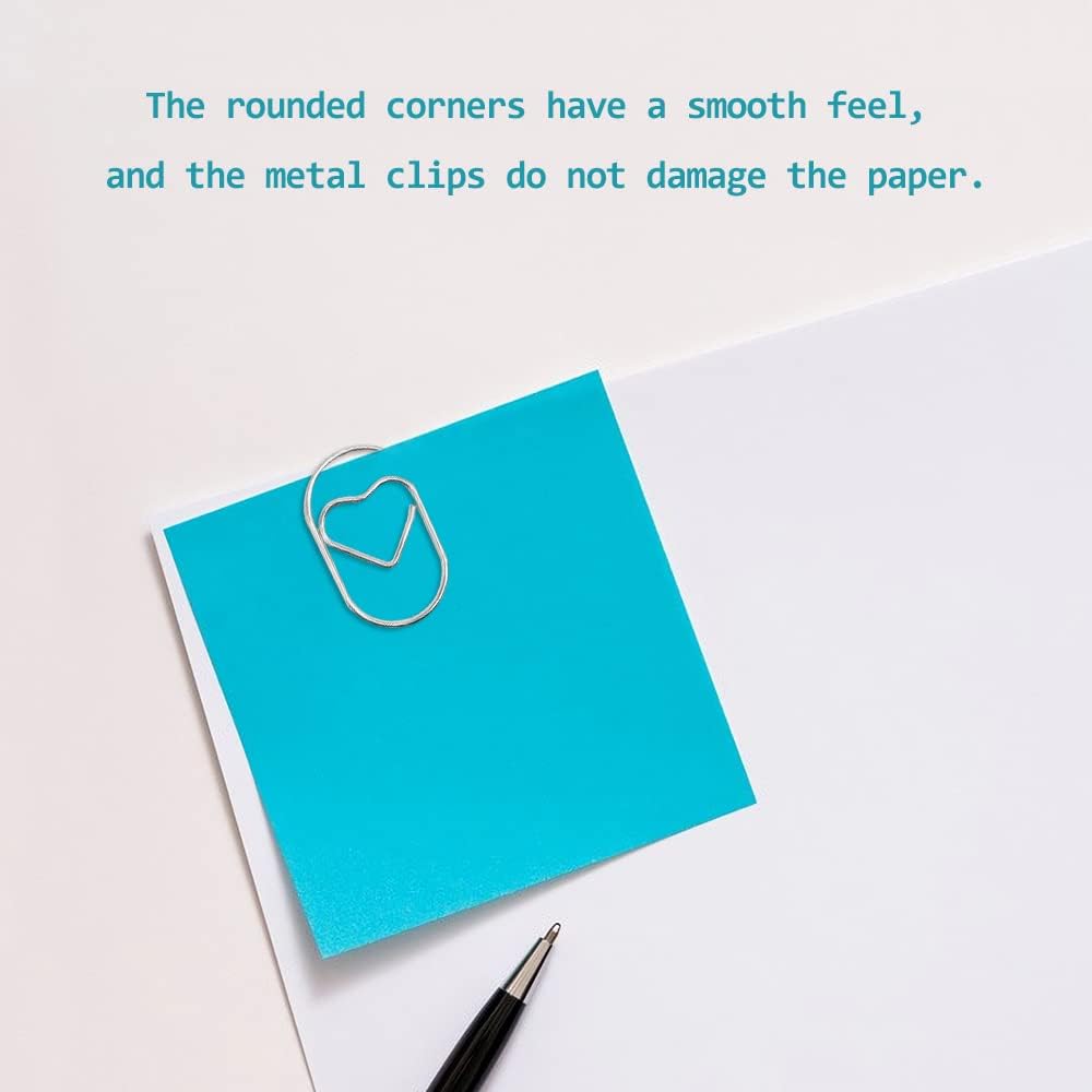 50 Pieces Paper Clips, Love Heart Shape Small Paperclips, Shapes Paper