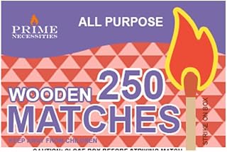 1 Box of 250 ct Wooden Kitchen Matches by Prime Necessities