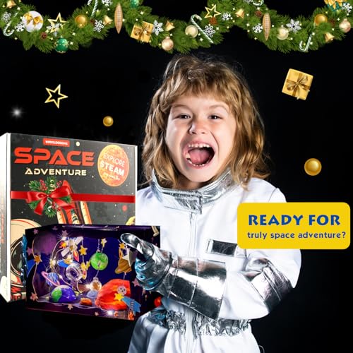 Educational Space Science Craft Kit for Kids with Solar System Project Kit, Model Rocket Kits with Launch Set, 12 Constellation Projector STEM Science Kits for Kids Ages 5-12(SPACE2)