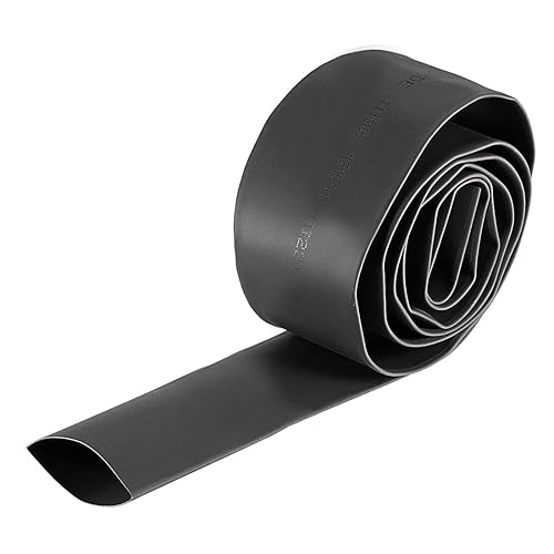 Miniatura 14 de uxcell - Tubo termorretráctil, 70 mm de diámetro, 113 mm de ancho plano, tubo retráctil a una tasa de 2:1, funda para cables de 1 m - Negro