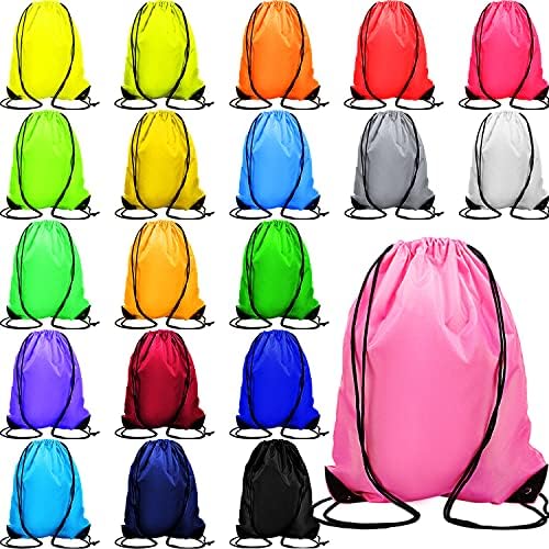 80 Pack Drawstring Backpack Bulk Drawstring Bags With 20 Colors Waterproof Draw String Bags Pack DIY Available Cinch Bag for Kids Adult Group Hiking Yoga Gym Swimming Travel Beach