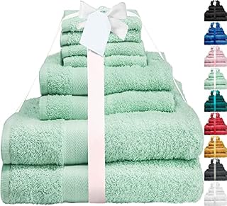 Midland Bedding 8 Piece Bale Cotton Towel Set, Multiple Colours in 400 GSM Thread Count (Duck Egg)