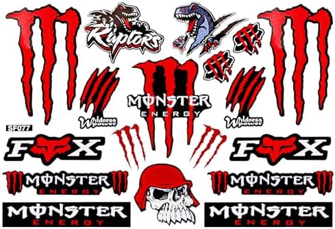 Cretassion Reflective Waterproof Stickers Cool for Motorcycle, Motorcycle Helmet, Skateboard, Car and Dirt Bike Motorcycle Decal Red