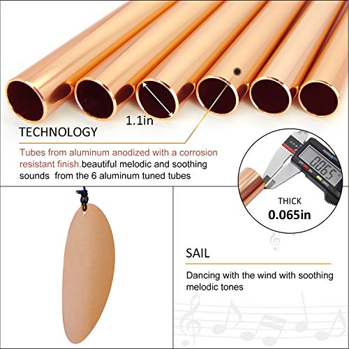Sympathy Wind Chimes Outdoor Large Deep Tone, Soothing Melodic Tones With 6 Aluminum Tubes Chime, Amazing Grace Memorial Wind Chimes For Mom, Dad’s Gift Or Keep For Your Patio, Porch, Yard. #TOP1