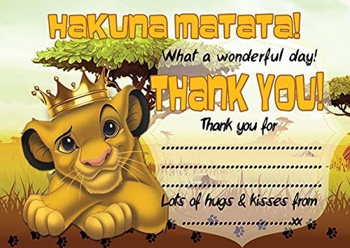 ABV Designs 10 x Lion King Thank you cards with white envelopes