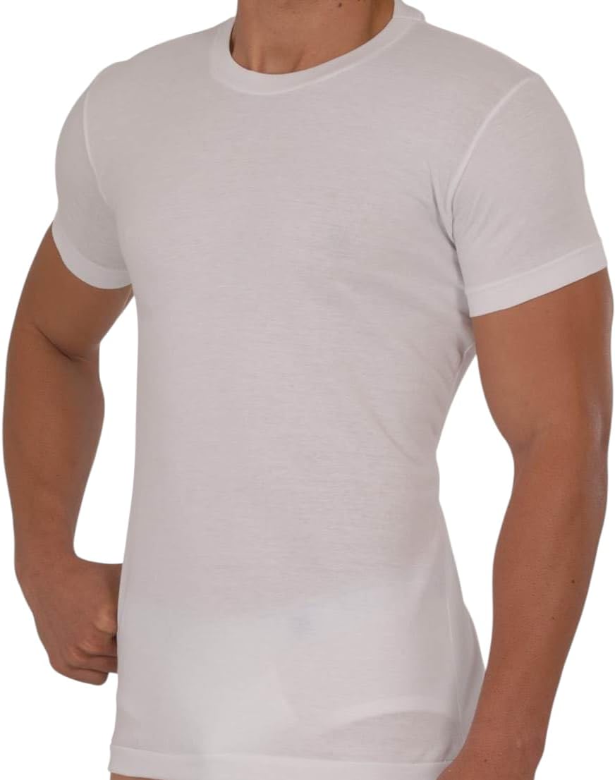 Men's Crew Neck T-Shirts, 100% Combed Cotton, Underwear, Pack of 6