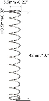sourcing map Compression Spring - 0.5mm Wire Dia, 5.5mm OD, 42mm Free Length Spring Steel Extension Spring,Silver,20Pcs