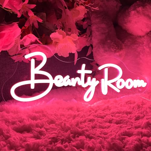Image of Beauty Room Neon Sign For Spa Beauty Room Nail Brows Lashed Salon Studio LED Wall Art Decor For Business Stores Logo Barber Shops Led Word Indoor Custom Neon Lights 5V USB Powered Peach Pink 40x16.3cm